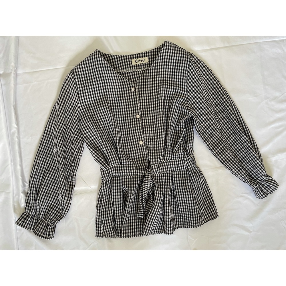 Plaid Black & White Blouse